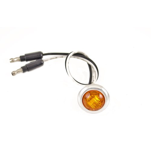 3/4 (.75 Inch) Mini Clear Lens Red/Amber LED Clearance Lamp Round Indicator Fender Side Marker Lights Waterproof with Chrome Ring Camper Van Truck Trailer Pickup ATV 12V DC 2835 SMD 3led (20x Amber)