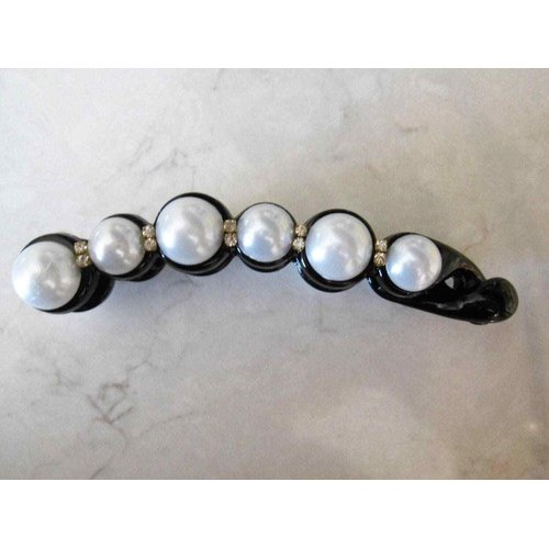 Generic Slim pearl and crystal banana hair claw clamp clip