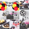 121 Pieces Balloon Garland Race Car Birthday Party Supplies Cars Theme Birthday Party Decorations Race Car Balloons Checkered Foil Balloons for Racing Car Birthday Decoration