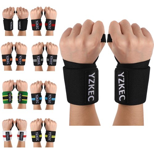 YZKEC Weightlifting Wrist Wraps with Thumb Loop，Best Wrist Support Braces for Weight Lifting, Bodybuilding, Strength Training，Lifting Straps for Women and men （Pair），Black