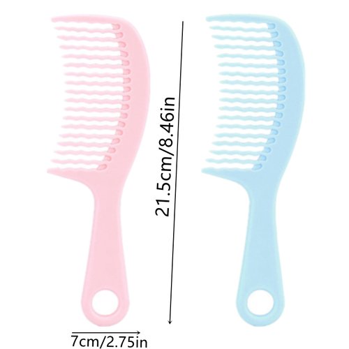2 Pcs Wet Comb Detangling Hair Comb, Wave Tooth Design Wet Hair Comb for Wet Hair, No Pulling or Tugging, Prevents Snagging & Breakage, Bule or Pink