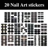 WOKOTO 20 Sheets 280 Pieces Black Nail Stickers Full Nail Wraps French Style Stick On Nail Polish Strips Black Gel Nail Strips Delf Adhesive Punk Gel Nail Sticker for Women Girls Kids with Nail File