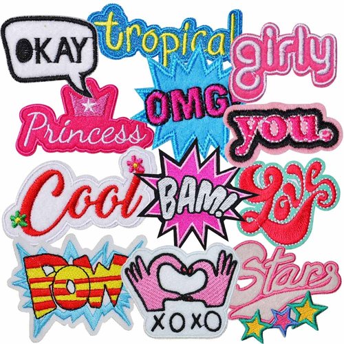 MENGSOOD Embroidered Patches Colorful Cute Cartoon Iron-On Appliques Assorted Decorative Embroidery Sew-On Patch for Clothing Dress Hat Jeans DIY Accessories (Logo)