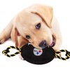 Pets First NFL Pittsburgh Steelers Football Dog Toy, Tough Quality Nylon Materials, Strong Pull Ropes, Inner Squeaker, NFL Team Color