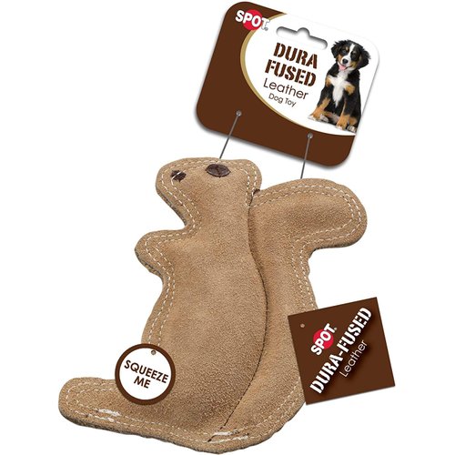 SPOT Dura-Fused Leather Squirrel Dog Toy 6.5" Long x 8" High - Pack of 3