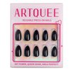 Artquee Almond Press on Nails Short Solid Color Black Fake Nails Acrylic False Nails Art Glossy Artificial Reusable Stick on Nails in 15 Sizes - 30 Nail Kit