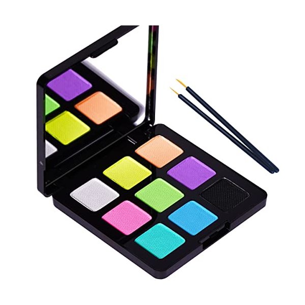 Bowitzki 9 Colors Water Activated Eyeliner Hydra Liner Graphic Cake Aqua Eye Liner Retro Makeup Pastel UV Glow Color Neon Face Body Paint