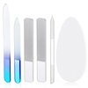 6 Pcs Glass Nail File and Nail Shiner Set includes 2 Manicure Pedicure Glass Nail File 1 Cuticle Trimmer 2 Nano Finger Nail File 1 Nano Foot Scrubber Callus Remover Foot Care Pedicure (Blue Gradient)