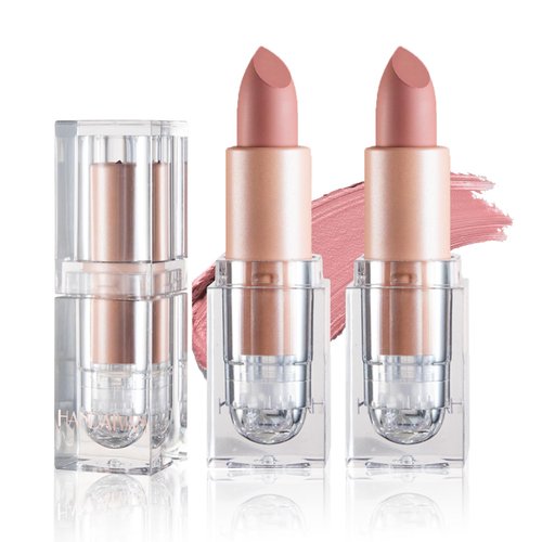 ZHISHUDL 2PCS Nude Matte Lipstick Set Nude Lip Gloss Smooth Velvety Lip Stick Non-Stick Cup Lip Stain Matte Lipstick Makeup Gifts Set for Women - 601 Nudist Pink