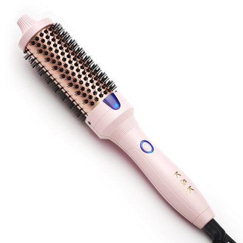 K&K 1.5 Inch Ceramic Tourmaline Ionic Curling Brush Volumizer - Hot Brush Creates Root Volume & Loose Curls, Volume Curls, Hair Styling Tool