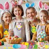 Qyeahkj 32 Set Easter Egg Craft Kit for Kids Easter Bunny Necklaces Beads Ornaments DIY Spring Sticker Arts Crafts Activities Make Your Own Hanging Decor Supplies for Home School Classroom Party Favor