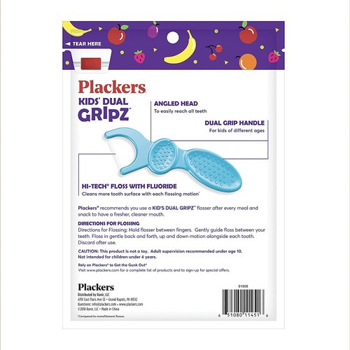 Plackers Kids Flossers Fruit Smoothie Swirl, 225 Count, Pack of 3