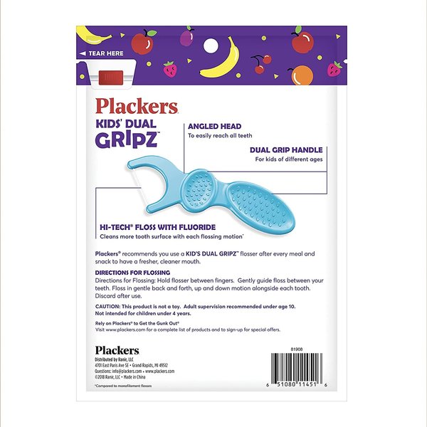 Plackers Kids Flossers Fruit Smoothie Swirl, 225 Count, Pack of 3