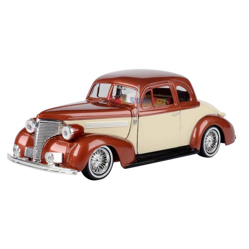 Motormax 1939 Chevrolet Coupe Lowrider 1:24 Diecast Model Brown/Cream Get Low Series 79028 by All Star Toys