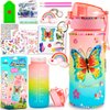 MDCGFOD Decorate Your Own Water Bottle Kits for Girls DIY Water Bottle for Girls Fun Arts and Crafts Gifts Toys Kits for 4-6-8-10 Year Old Girls Kids Birthday Christmas Gifts (Butterfly)