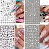 8 Sheets 3D Heart Nail Art Stickers Hearts Nail Decals Self-Adhesive Black White Heart Love Nail Stickers for Women Girls Kids Acrylic Nails Heart Nail Decor DIY Valentines Nail Decorations