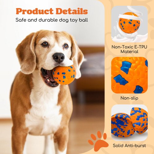 Nobleza Dog Ball Toy Tennis Bouncying Training Balls, 6 Pcak 2.75'' Aggressive Chewer Teething Durable Floating Dog Tennis Balls, Interactive Dog Popcorn Ball for Medium Small Pet Puppy