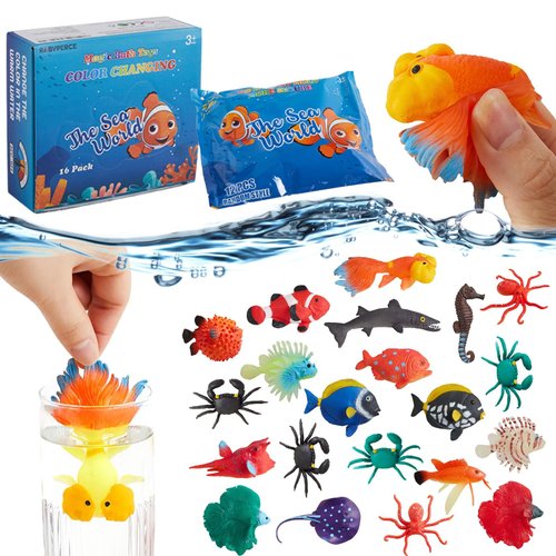 Color Changing Water Table Toys, Mold Free Bath Toys, Squishy Mini Fish Toys for Kids, Sea Animals Toys, Pool Toys, for Bathroom, Ocean Party Decorations, Class Rewards, Christmas,Easter