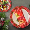 Gatherfun Christmas Party Supplies Christmas Tree Red Plaid Disposable Paper Dinner Plates Dessert Plates and Napkins for Merry Christmas Party, Serve 20