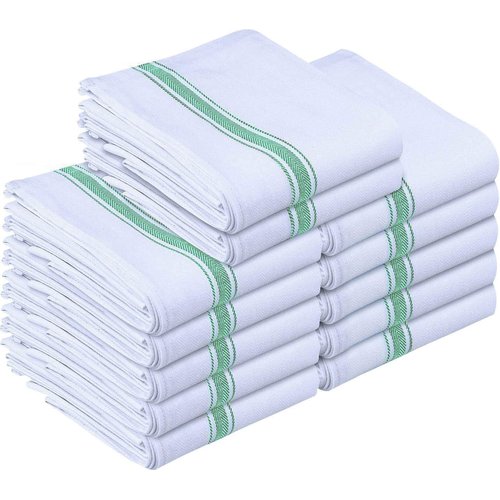 Utopia Towels Green Dish Towels [12 Pack - 15 x 25 Inches] 100% Ring Spun Cotton Kitchen Towels, Highly Absorbent & Reusable Cleaning Bar and Tea Towels Set