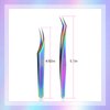EMEDA 2pcs Eyelash Tweezers, Straight and Curved Tip Volume Tweezers Eyelash Extensions, Tweezers for Lash Extensions, Stainless Steel Lash Tweezers for Lash Artist and Beginners