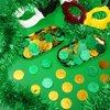 Hanaive 100 Pcs St. Patrick's Day Gold Coins Gold Green Lucky Coins Plastic Shamrock Leprechaun Coins for St. Patrick's Day Irish Themed Party Decoration Favors