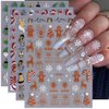 8PCS Christmas Nail Art Stickers Decals 3D Glitter Christmas Nail Stickers Gingerbread Man Elk Snowflake Nail Art Design Xmas Nail Decals Santa Claus Snowman Manicure Supplies for Nail Art Decorations