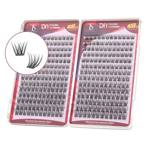 Think Show Imitation Mink Individual Wispy Natural Look Eye Volume Fluffy Lash Clusters DIY False Eyelash Extensions Spikes Kit 8-16mm (W57)