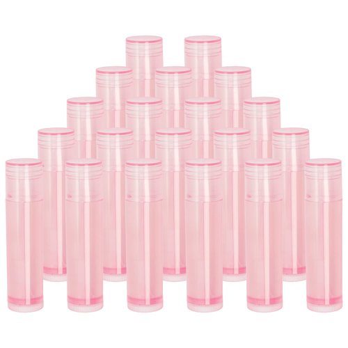 Mini Skater 20Pcs 3/16 Oz (5.5ml) Translucent Lipstick Cosmetic Empty Lip Gloss Lipstick Balm Tube With Caps Container Bottle For Lady Women Makeup Tool (Pink)