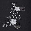 Jumwrit Bridal Flower Hair Comb Rhinestone Pearl Hair Comb Bride Wedding Hair Accessories Hair Pieces for Bridesmaids Women Silver Hair Comb