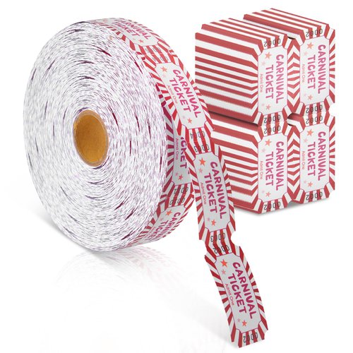 1000 Pieces Carnival Roll Tickets Raffle Tickets Single Roll Carnival Party Tickets Carnival Theme Party Decorations for Carnival Party (Raffle Tickets, 1000 Pcs)