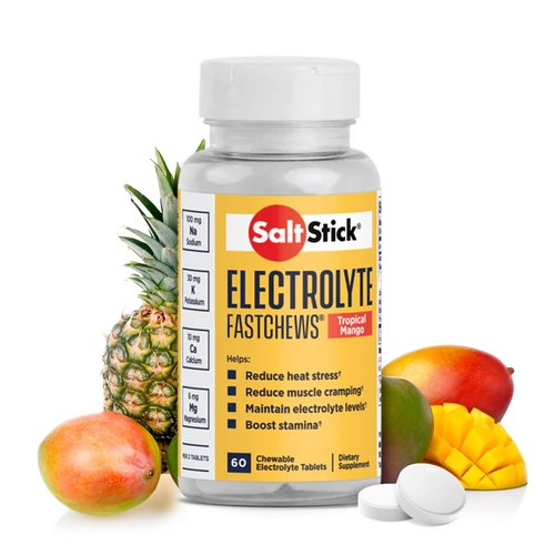 SaltStick Electrolyte FastChews - Tropical Mango Chewable Electrolyte Tablets - Salt Tablets for Runners, Electrolyte Chews for Hydration - 60 Count