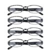 VisionGlobal 4 Pairs Reading Glasses with Spring Hinge, Blue Light Blocking Glasses for Women/Men (Black,+4.00 Magnification)