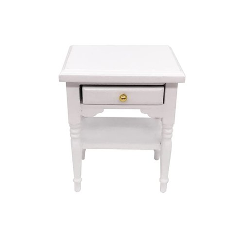 Mini House Furniture 1pc Dollhouse Miniature Furniture Bedroom Night Stand Small Side Table White Wood Bedside Table Handcraft DIY Model