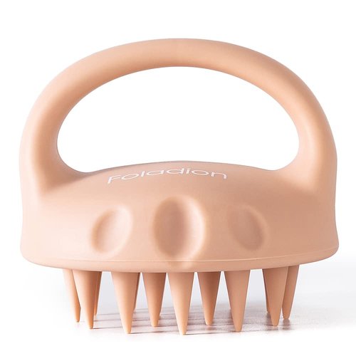 Foladion Silicone Manual Scalp Massager Exfoliator Waterproof Head Scrubber Shampoo Brush Soft and Gentle for Men Women (Salmon Pink(Thick Head) 1PC)