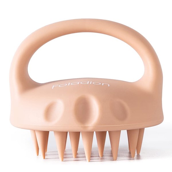 Foladion Silicone Manual Scalp Massager Exfoliator Waterproof Head Scrubber Shampoo Brush Soft and Gentle for Men Women (Salmon Pink(Thick Head) 1PC)