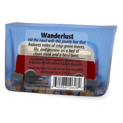 Primal Elements Glycerin Bar Soap | Helps All Skin Types, Sensitive, Oily & Dry Skin | NO PARABENS, VEGAN, GLUTEN FREE, 100% VEGETABLE BASE - (Wanderlust)