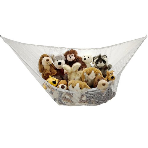 Jumbo Toy Hammock - Organize stuffed animals or children's toys with the mesh hammock. Looks great with any décor while neatly organizing kid’s toys and stuffed animals. Expands to 5.5 feet - White