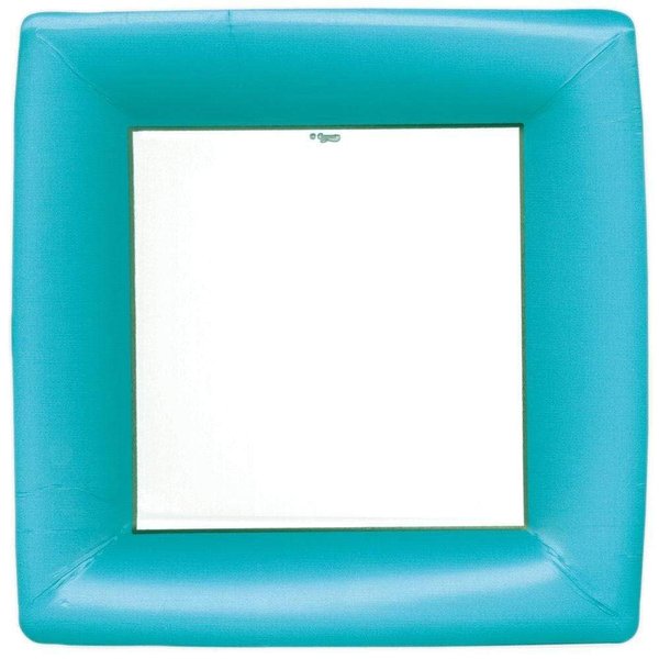 Caspari Grosgrain Square Paper Dinner Plates in Turquoise - Pack of 8