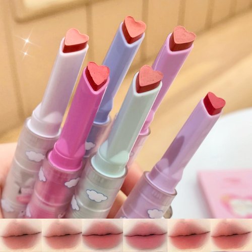 Mrettick 6 Colors Jelly Lipstick, Tinted Lip Gloss Heart Shape Lip Stain, Mirror Hydrating Jelly Love Lipstick, Long Lasting Moisturizing Tinted Lip Balm, Non-sticky