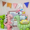 4D Matte Dinosaur Animal Balloons Cute Happy birthday inflatable green dinosaur Foil Balloons for Dinosaur themed Birthday Party Baby Shower Decoration Kids Jungle Theme Birthday Party Supplies Decor