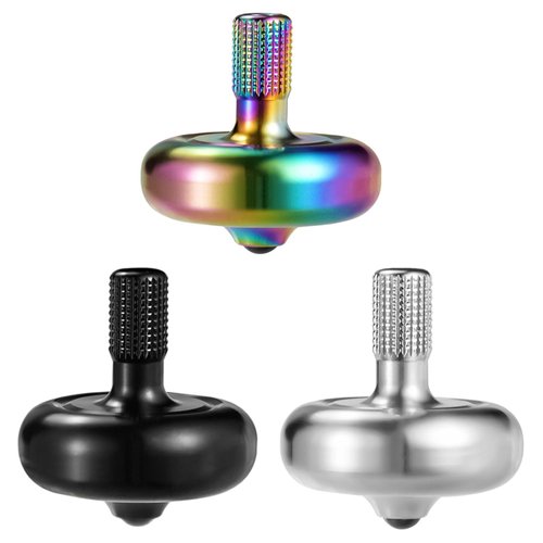 High Performance Precision Spinning Top, 3PCS 304 Stainless Steel Metal Spinner, Long Spin Time, Best Record is Over 10 Minutes, Relief Stress Fidget Toy (3PCS M, Black+Silver+Colorful)