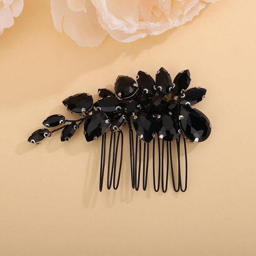 Rumtock Black Hair Comb for Wedding Brides Bridesmaid Women Girls Handmade Hair Accessories Side Headpiece (Black)