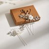 AW BRIDAL 2 Pcs White Flower Hair Clips Bridal Hair Combs for Women Rhinestone Wedding Hair Pins for Brides Bridesmaids Girl Hair Accessories(Silver)