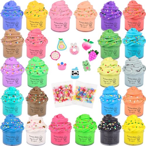 Christmas Mini Slime kit,24 Pack Butter Slime Party Favors, Slime Bulk for Classroom Prizes, Slime Toy Christmas Stocking Stuffers, Goodie Bag Stuffers for Kids Boys Girls