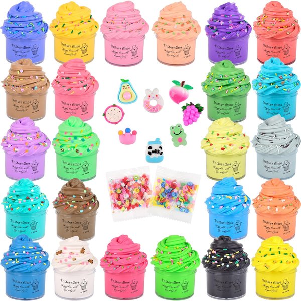 Christmas Mini Slime kit,24 Pack Butter Slime Party Favors, Slime Bulk for Classroom Prizes, Slime Toy Christmas Stocking Stuffers, Goodie Bag Stuffers for Kids Boys Girls