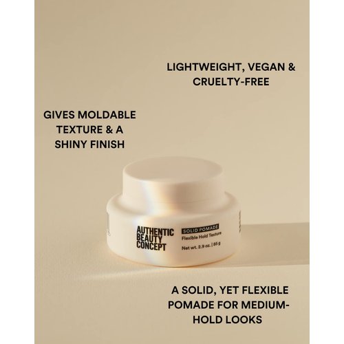 Authentic Beauty Concept Solid Pomade | Texture Hair Pomade | Medium Hold | Shiny Finish | All Hair Types | Vegan & Cruelty-free | Silicone-free | 2.9 oz.