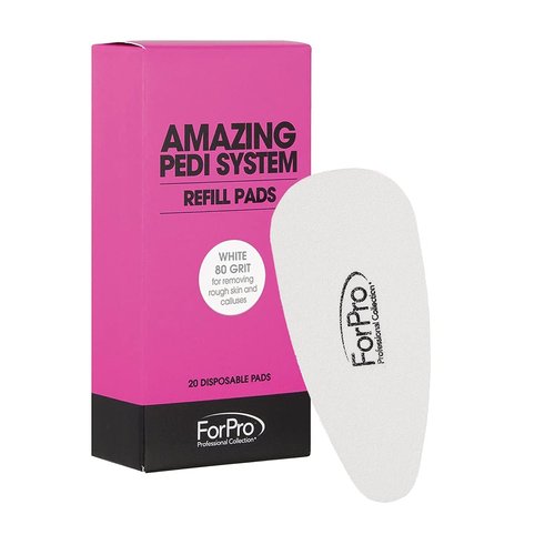 ForPro Amazing Pedi System Refill Strips, White, 80 Grit, Pedicure File Refills, 5” L x 2.5” W, 20-Count