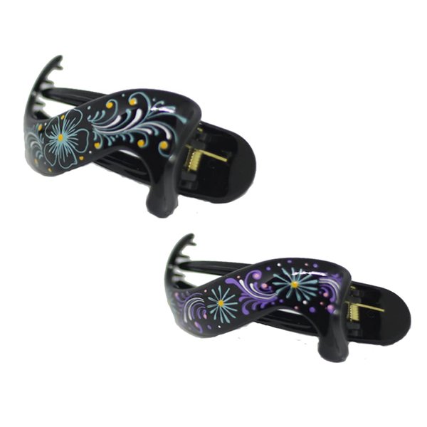 Hair Barrette Hand painted Hair Clips. Styling for Women and Girls. this Attractive Hair Accessory can be used as a Ponytail Holder or a Hair Grip. for Thick or Thin Hair. 2 Pcs Uniquely Hand Crafted