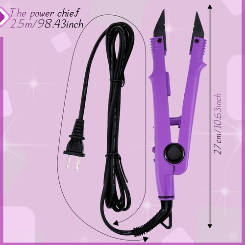 Lothee Fusion Hair Extensions Tool with Keratin Glue Granule Beads, US Plug, B Head (Purple)